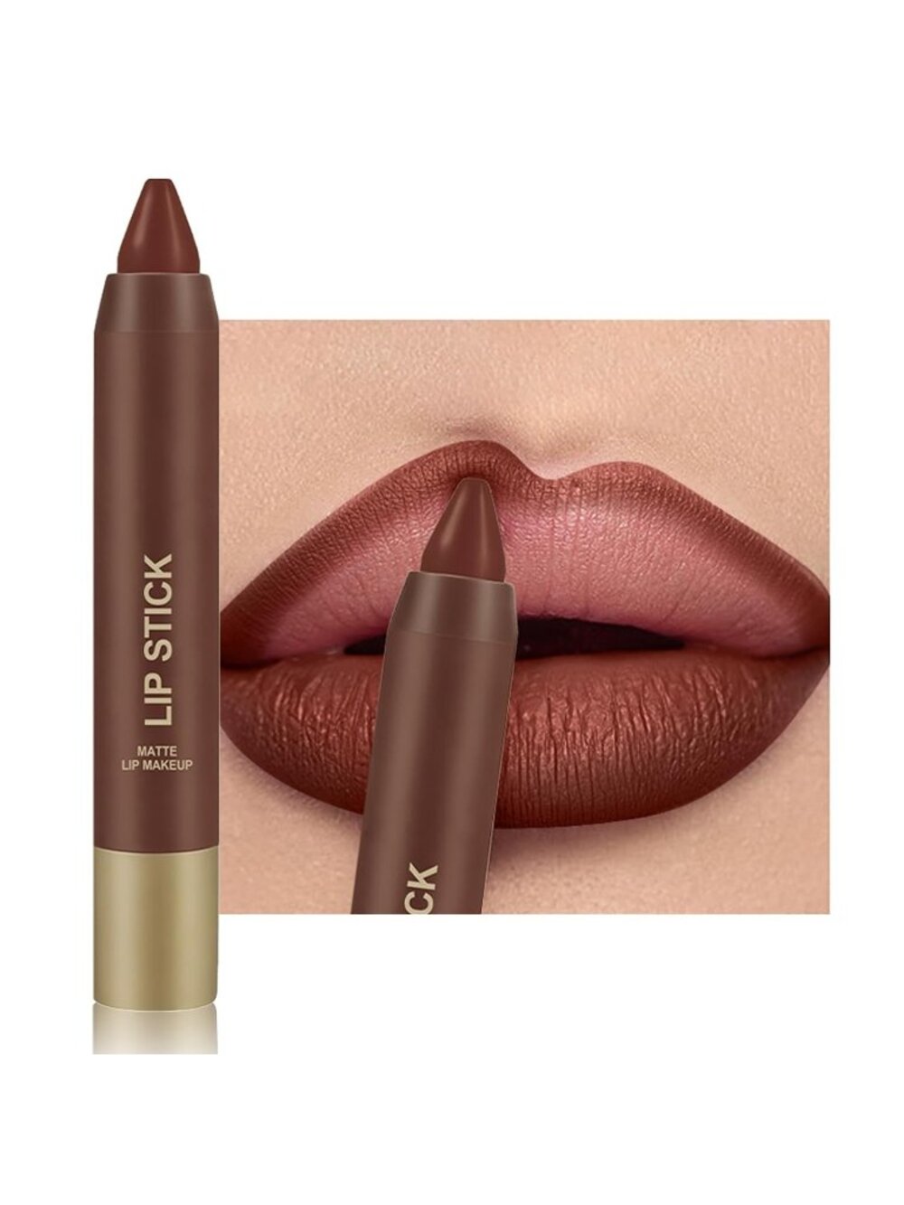 Women's B04# 24 Hour Long-lasting Rose Matte Classic Lipstick Crayon